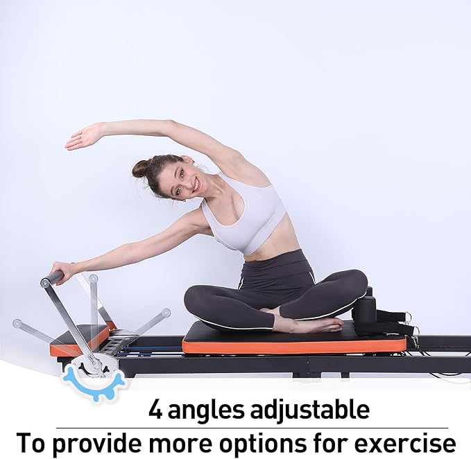 Pilates Reformer,Foldable Pilates Machine for Home Use and Gym Workout,Suitable for Advanced and Beginners Users ,Pilates Equipment with 4 Springs&5 Resistance Cords