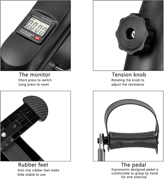 Under Desk Bike Pedal Exerciser, Exercise Bike for Leg/Arm Trainer Pedal Exerciser Foot Peddler Portable Therapy Bicycle Leg Peddler Portable Mini Cycle Bike