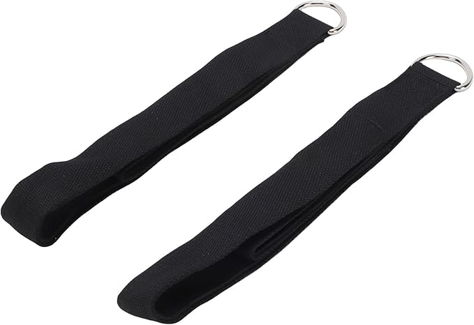 SUNGOOYUE Pilates Straps, Double Loop Exercise Wrist Band with D Buckle for Home Gym Fitness Workouts, Soft Black Cotton Neoprene, 2PCS for Strength and Flexibility Training