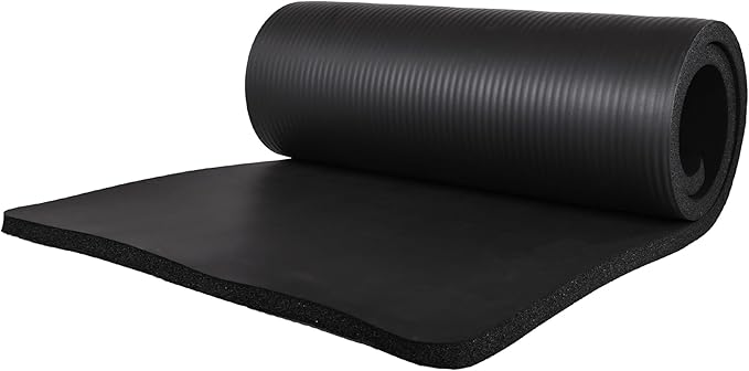 BalanceFrom 71x24 Inches Yoga Mat with Knee Pad and Optional Blocks – Extra 1-Inch Thick Non-Slip Foam with Anti-Tear Surface and Carrying Strap for Home, Studio, or Gym Workouts