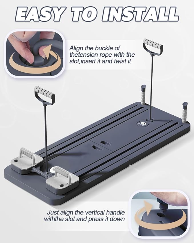 Pilates Board, Multi-Functional Ab Roller Board with Timer, Non-Slip Ab Machine with Slideway & Elbow Support, Easy to Store Ab Roller Board for Fitness Enthusiasts & Novices, Men, Women