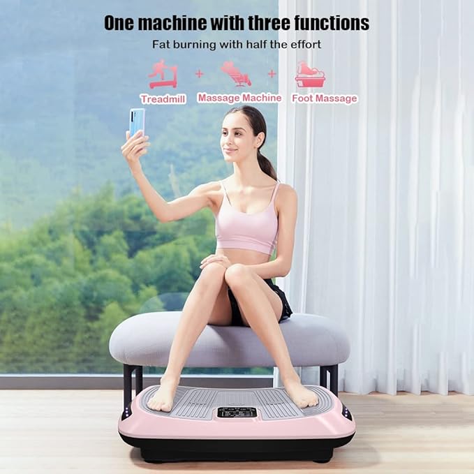 Vibration Platform Machine for Home Gym, Vibration Plate Exercise Board for Fitness, Full Body Vibrating Workout Machine w/Resistance Bands (Color : White)