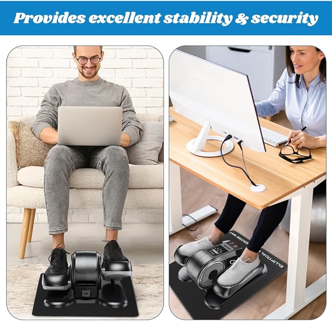 Non-Slip Workout Mat for Ellipse Leg Exerciser,Ellipse Machine Mat,Exercise Mats for Under Desk,Equipment for Electric Seated Foot Pedal Exerciser,Stability,Protects The Floor