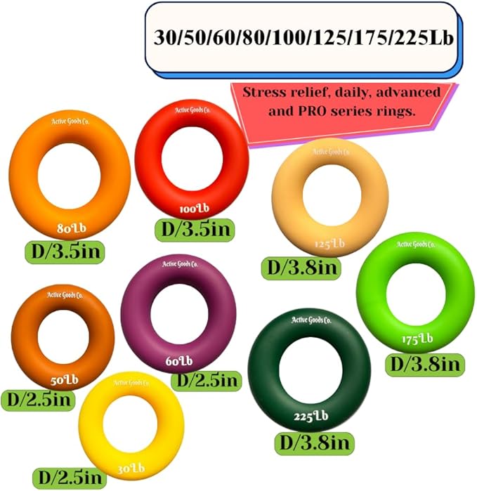 Hand Exerciser - PROFESSIONAL GRADE, Set or Single, Different Sizes. Visit to see more! Bague classique en silicone parfaite pour améliorer la force, la puissance et la vitesse dans les poignets.