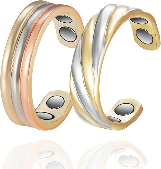Copper Rings for Women, Pure Copper Adjustable Magnetic Ring （FUTI）