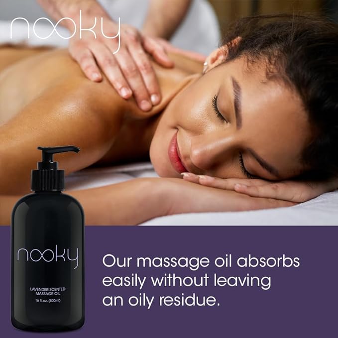Nooky Massage Oil with Sweet Almond Oil, for Massaging 16 Ounce (Lavender)