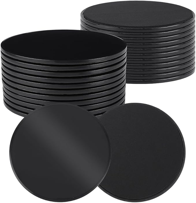 UNICRAFTALE 24Pcs Core Sliders for Working Out Dual Sided Exercise Sliders Fitness Discs Black Gliding Discs for Core Workout Group Training Classes Fitness Pilates 17.5cm Diameter