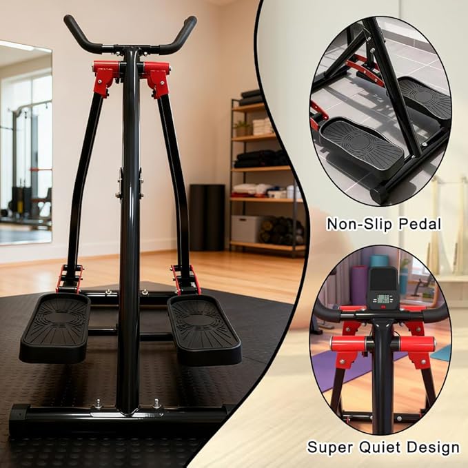 Air Walker Exercise Machine,Foldable Elliptical Machine for Home,Mini Elliptical for Full-Body Low-Impact Exercise with LCD Display Ideal for Home Gym