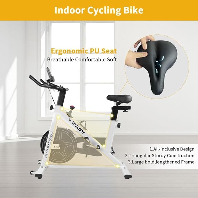 Adjustable Resistance Indoor Exercise Bike with LCD Monitor, Quiet Magnetic Drive, Stable Flywheel, Home Gym Cardio Trainer for Weight Loss and Fitness