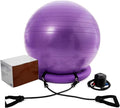 Yoga Ball Chair,Yoga Ball，Exercise Ball, Balance Ball Chair with Adjustable Band & Stability Base Home Yoga Chair for Exercise/Improving Health Pregnancy Birthing Balls Seat(Purple,Diameter 55cm ( 21