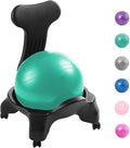 CMYUN Yoga Ball Chair Ergonomic Chair with Replaceable Balls, Stability Yoga Ball Chair for Office Home Classroom, Exercise Ball Seat with Wheels & Back Support (Color : Green)