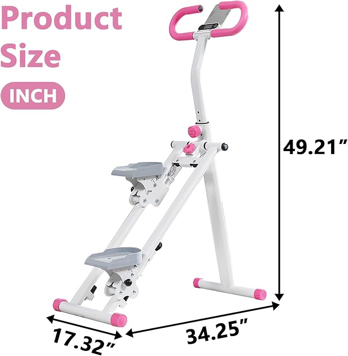 Stair Stepper for Home Gym Exercise, Vertical Climber Exercise Machine for Full Body Workout, Compact Folding Cardio Exercise Climber with Adjustable Handlebar (Pink)