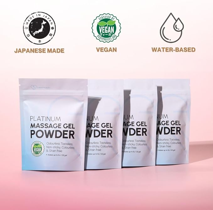 Japanese Nuru Massage Gel Powder 50g - Platinum Edition | Resealable Sachet | Made in Japan | Slippery, Odorless, Tasteless, and Stain-Free | Paraben & Glycerin Free | Makes Up to 1.32 Gallons of Gel