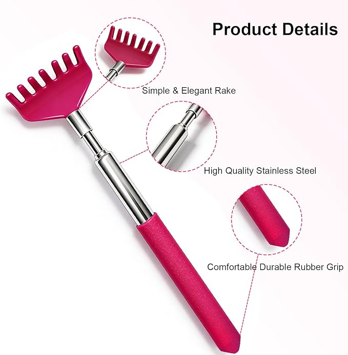 6 Pack Back scratchers Set,Rubber Handles and Stainless Scratch Heads Back Scratcher Extendable,for Back,Neck,Shoulders,Beautiful Present Packaging Gifts for Thanksgiving,Christmas (Mix)