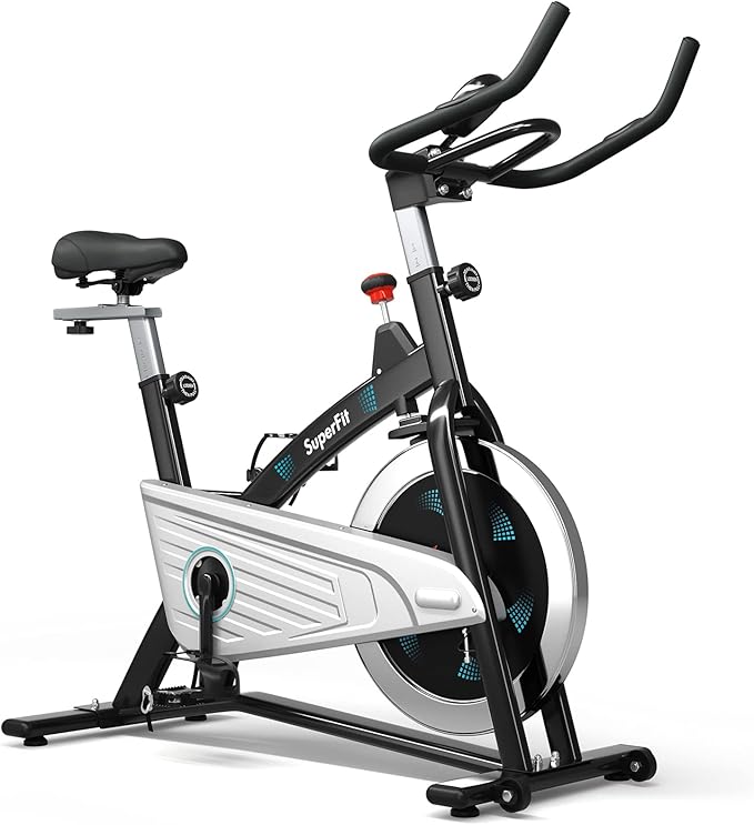 Goplus Magnetic Stationary Bike, Indoor Exercise Cycling Bike Smooth Belt Drive W/Heart Rate, LCD Monitor, Full Adjustment Near-silent Home Cardio Workout