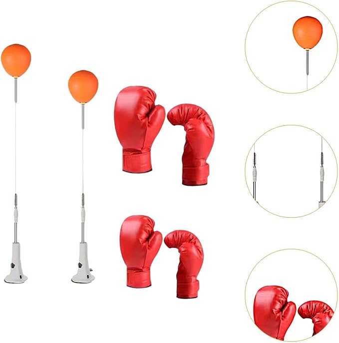Punching Bag, Height Adjustable Boxing Set with Stand, Boxing Reaction Ball, Speed Bag Punching Equipment for MMA Home Gym Workout Fitness