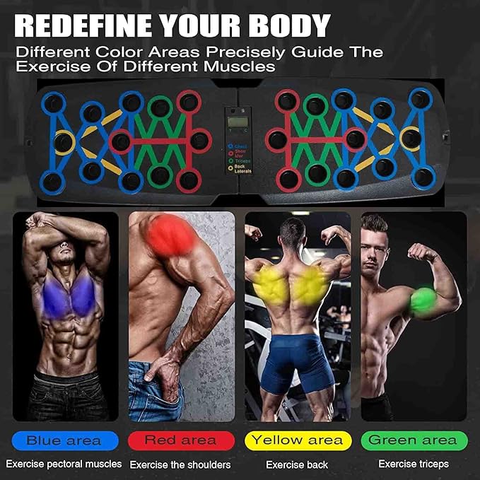 Push Up Board With Automatic Count and Handles Foldable Multi System Portable Professional Workout Equipment Pushup Bar Resistance Chest Exercise Strength Function Gym Home Floor Men & Women