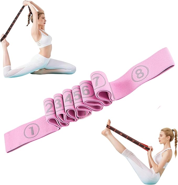 Fitness Resistance Band for Stretching and Yoga, Fashion Puller Exercise, 8/10 Loops Elastic Exercise Bands for Adults, Exercise Bands with Handles for Full Body Stretching Shaping
