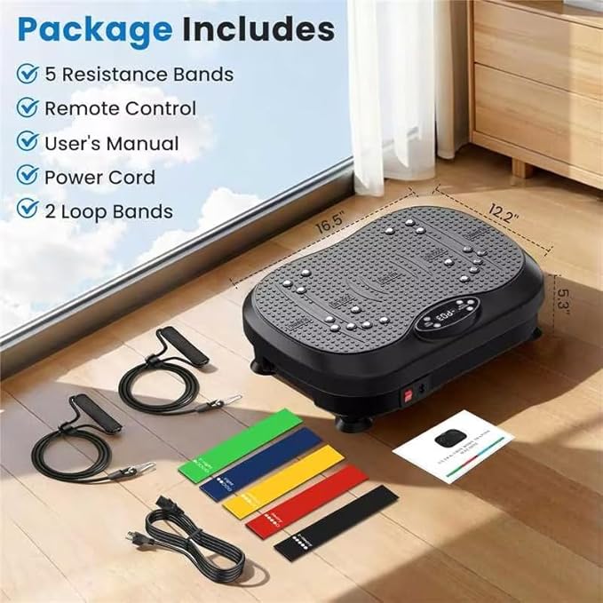 Vibration Plate Exercise Machine for Lymphatic Drainage with 200 Levels, Whole Body Fitness Workout Equipment Stand Shake Board Sport Gym for Weight Loss Fat Burner for Women Men