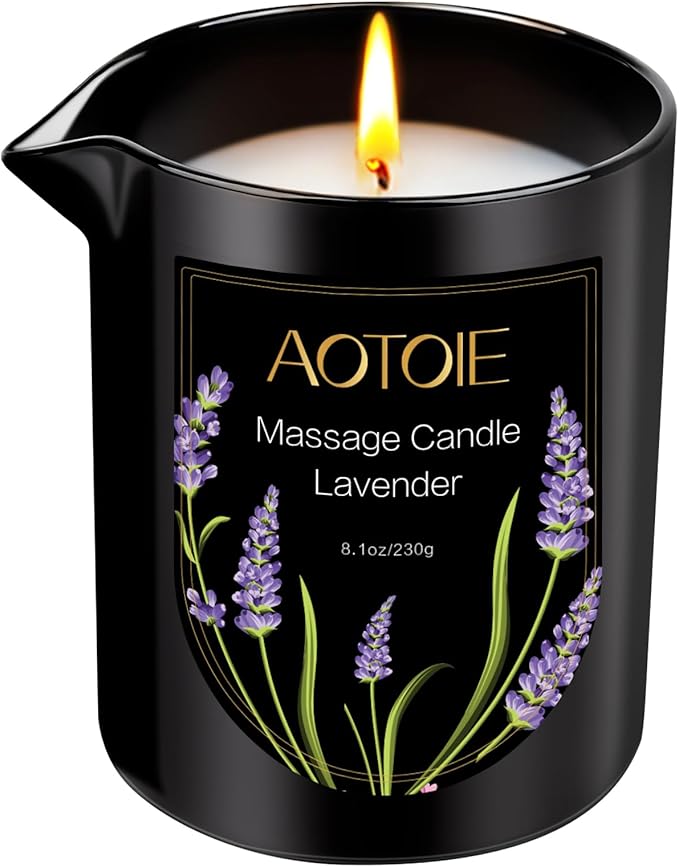 Massage Oil Candle,8.1 oz Low Temp Body Oil Candles for Massage Therapy, Moisturising Luxurious Relaxing Body Safe Soybean Wax Massage Candles for Home SPA (Lavender)