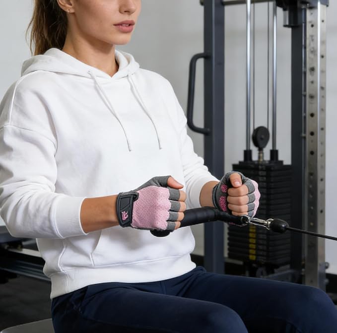 Women's Workout-Cycling-Fingerless-Gloves with Anti-Slip Palm - Breathable Grip Weightlifting Gym Sport Gloves