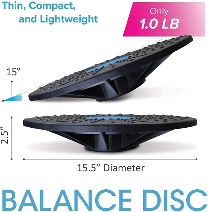 Daiwa Felicity Balance Board Disc Wobble Board – Physical Therapy Stability Trainer, Lightweight Core Balance Disc (1 lb) Supports Up to 300 lbs, Non-Slip Round Balance Board for Core Workout, Rehab, Standing Desk Fitness
