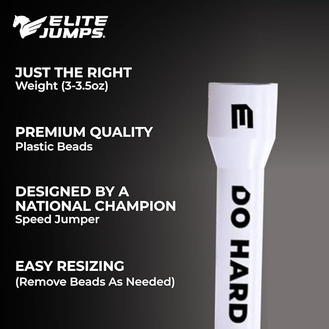 Elite Jumps - Do Hard Things 1” Beaded Jump Ropes | Crossover Jump Rope for Your Exercise Equipment | Segmented Jump Rope