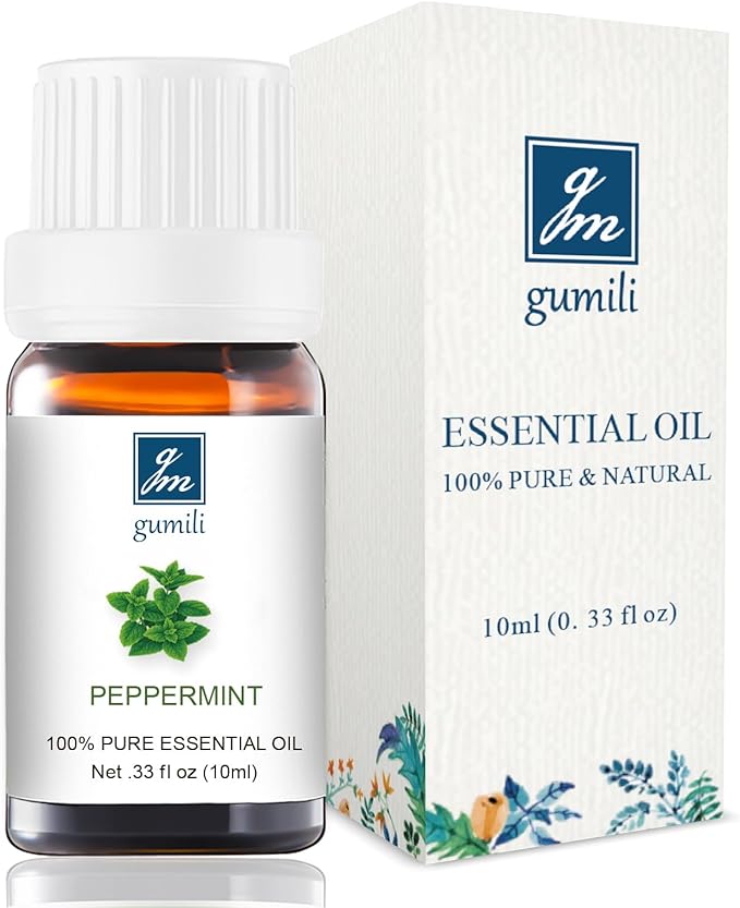 Peppermint Essential Oil - 100% Pure Natural Oil for Aromatherapy Diffuser, Room Spray, Skin Care, Hair Growth & Cooling Relief - 10mL Glass Bottle