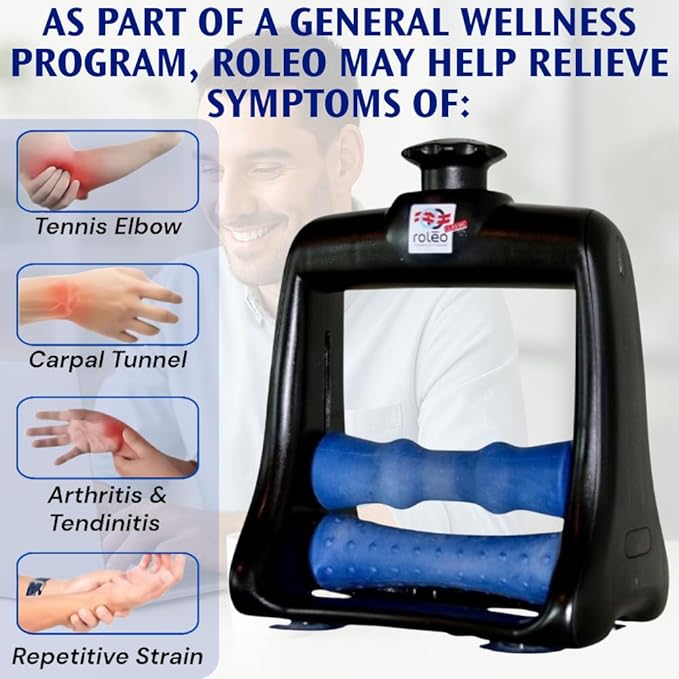 Roleo Arm and Hand Massager; Deep Tissue Forearm, Hand, and Wrist Pain Relief; Arm Roller; Portable. Strong Therapeutic Massage. Invented by a LIC. Massage Therapist. See Our Video. New Sleek Look
