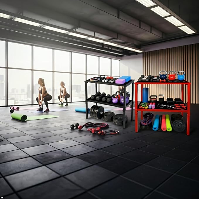 Commercial Heavy Duty Adjustable Dumbbell Stand & Kettlebell Stand, Adjustable Dumbbell Weight Rack, Kettlebell Storage Rack, Weight Rack for Garage/Home Gym/Commercial with Non-Slip Base, Anti-Tip Safety & Space-Saving Design, Weight Capacity 500/600/...