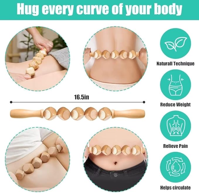JUANWAN 10-in-1 Wood Therapy Massage Tools Gua Sha Wooden Massager for Body Shaping Massage Tool Set Wood Therapy Tools for Relieving Muscle Pain Body Lymphatic Drainage Massager Anti-Cellulite