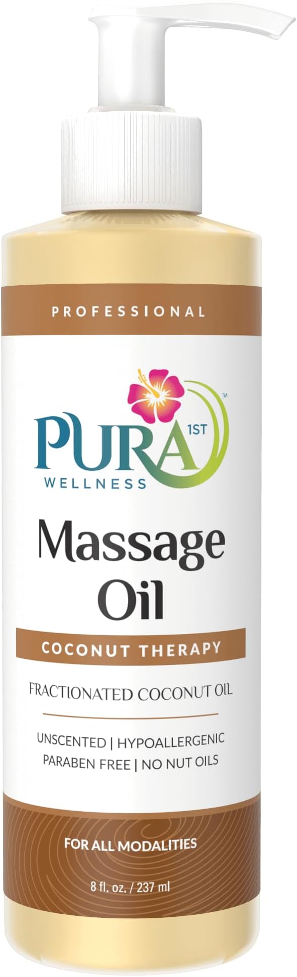 Coconut Therapy 8 Fl oz Massage Oil, Coconut Oil, Professional, Massage Therapy, Deep Tissue, Unscented, Natural Ingredients, Skin Hydrating, Moisturizing, Muscle Relief, for Bruising