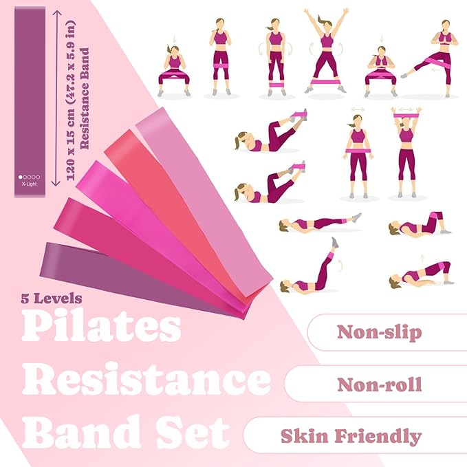 Pilates Board Workout Set for Home Gym, Foldable Pilates Reformer Board with Resistance Bands, Pilates Ring & Ball, Core Glutes Full Body Training Equipment