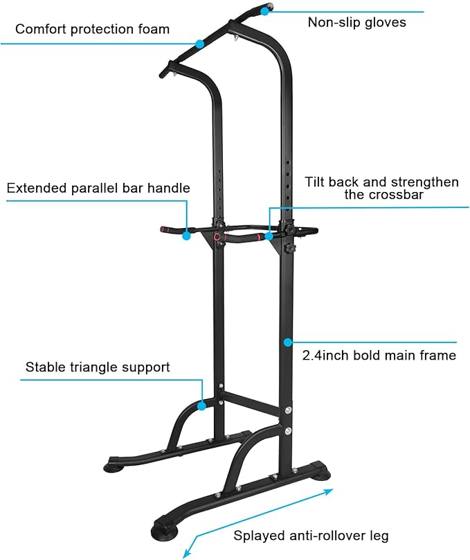 Power Tower Pull Up Bar Station,Freestanding Pull Up Rack,Heavy Duty Pull Up Dip Station for Home Gym,Multi-Function Strength Training Fitness Workout Equipment,Height Adjustable