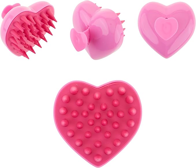 EXPRESSIONS Heart Shaped Scalp Massager Tool for Rejuvenating Scalp and Hair Follicles with Ergonomic Design Silicone Scrubber for Daily Care - Pink
