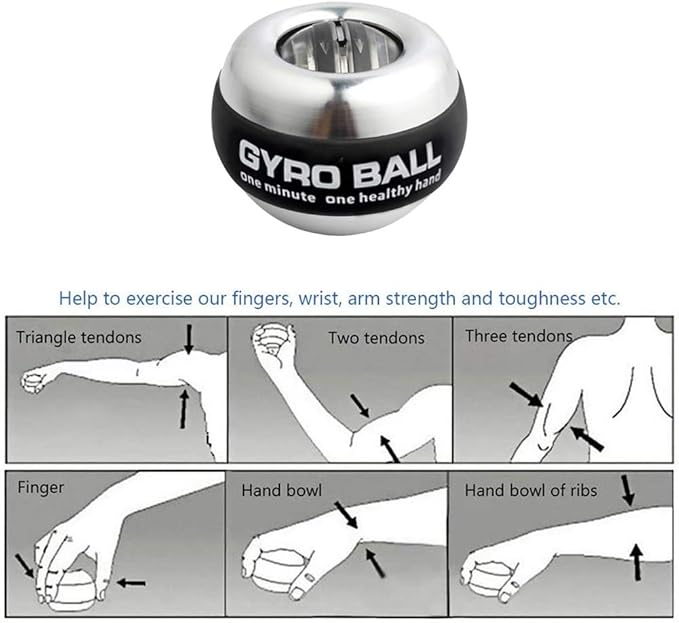 Auto-Start Wrist Power Gyro Ball with LED Lights, Wrist Strengthener and Forearm Exerciser for Stronger Arm Fingers and Muscle
