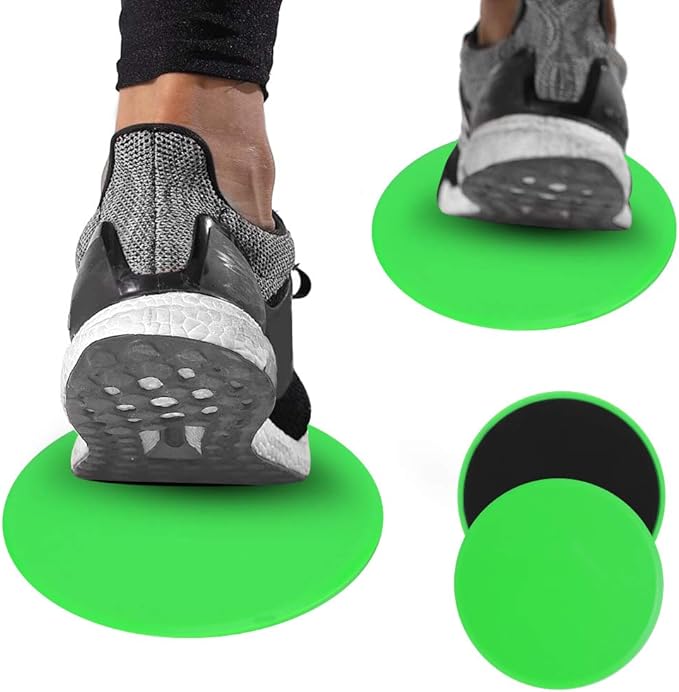 Core Slider Gliding Discs 2Pcs | Full Body Workout for Core Strength/Balance/Stability | Portable Exercise Discs for Home/Gym/Travel | EVA ABS Round Green Design