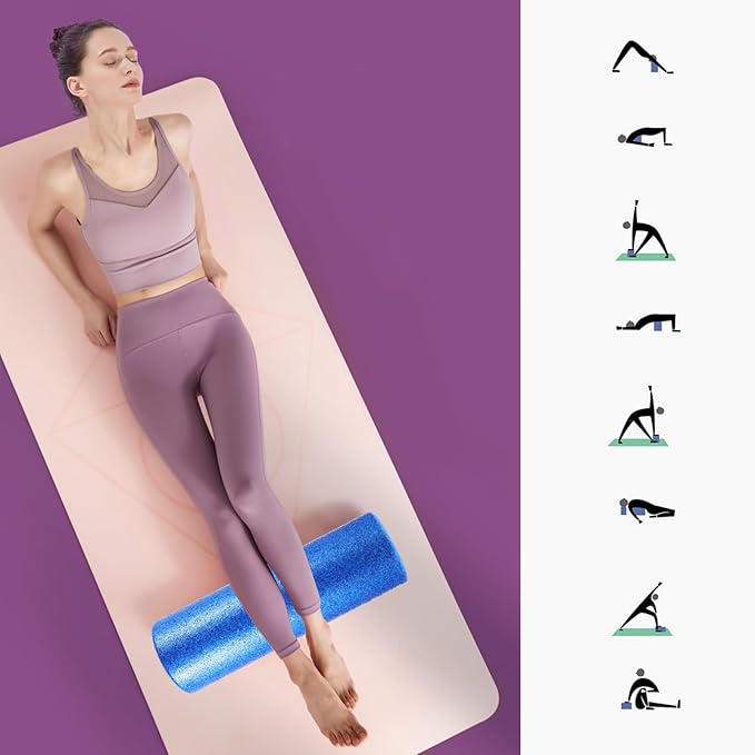 Totority Muscle Relaxation Roller Yoga Column Massager Epp Foam Roller 45x15cm Blue Back for Fitness Physical Therapy and Deep Tissue Massage