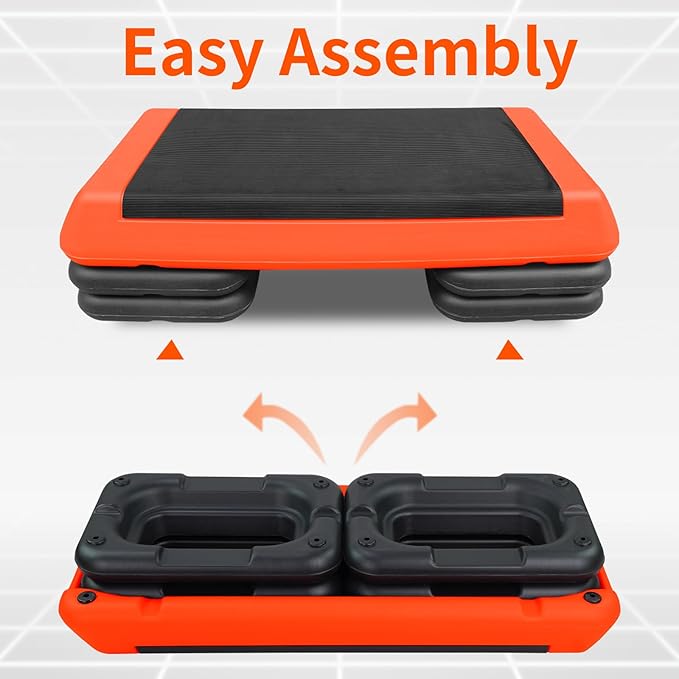 4''-6''-8''Adjustable Aerobic Stepper w/4 Risers Health Workout Step Platform for Sports & Fitness