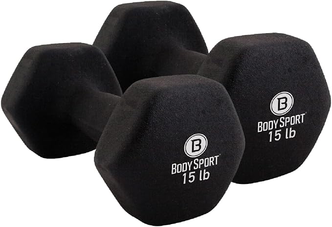 Body Sport Neoprene Dumbbell Weight - Latex-Free, Strength Training Equipment for Home Fitness & Gym Workouts