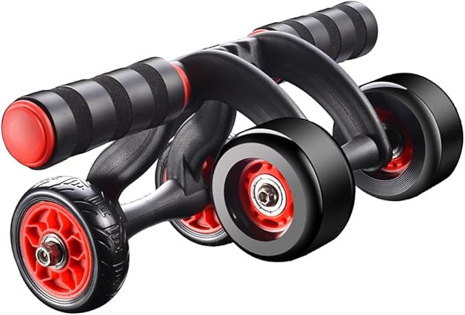 Automatic Rebound Four-wheel Ab Roller Wheel with Knee Mat, Silent Fitness Exercise Device for Core Workout and Abdominal Toning at Home