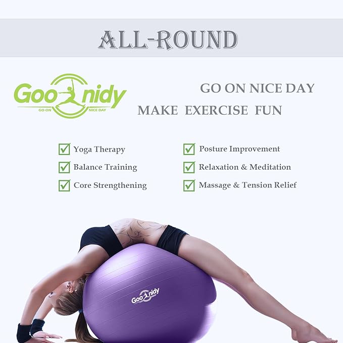 Soft Exercise Ball, Anti-Burst Pilates Yoga Ball Chair Supports 2200lb, Workout Equipment w/ Pump for Women Pregnancy, Medicine, Birthing, Physical Therapy, Stability, Excersing, Birth, Swiss, Fitness