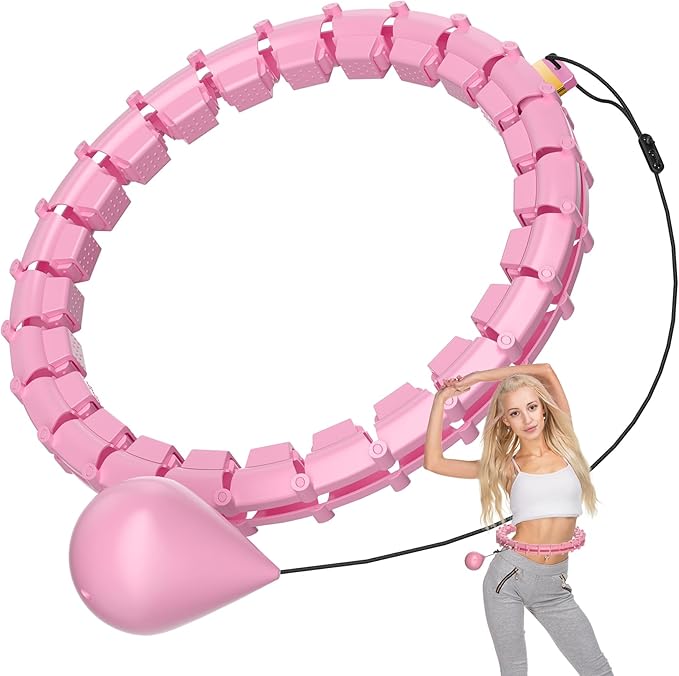 Plus Size Silent Weighted Hula Infinity Fitness Detachable Hoops 65-Inch 32 Knot, Smart Noiseless Infinity Hula for Women, 2-in-1 Waist and Abdominal Home Workout Equipment