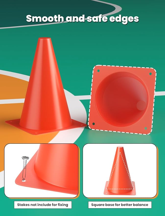 GHB Agility Ladder 1 Pack and 7 Inch 12 Pack Soccer Cones 2 Carrying Bag