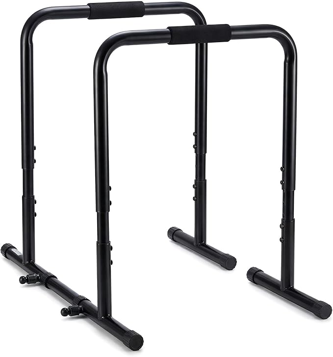 OLIXIS Dip Stands, Heavy Duty Pull Up Bar for Doorway, Adjustable Dip Bar Station Stabilizer Parallette Push Up Stand with Soft High-Density Foam Handles for Home, Gym, Patio, Office