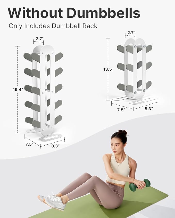 YOTTOY Compact Dumbbell Rack-Weight Rack for Home Gym, Sturdy Weight Holder for Dumbbells, Small Weight Rack for Weights & Dumbbell Rack Stand Only
