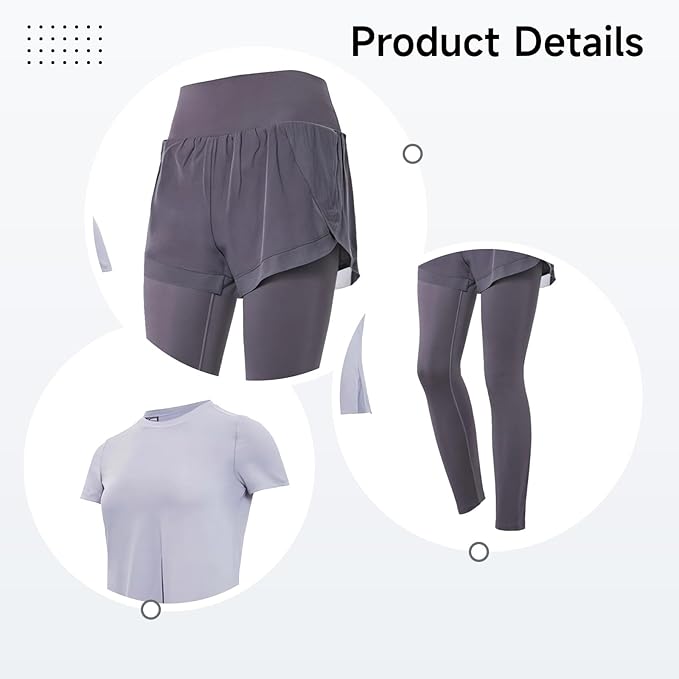 Black Pilates Set For Women, Two-Piece Outfit With Short Sleeves, Stretch Polyester & Spandex, Xxl Sportswear