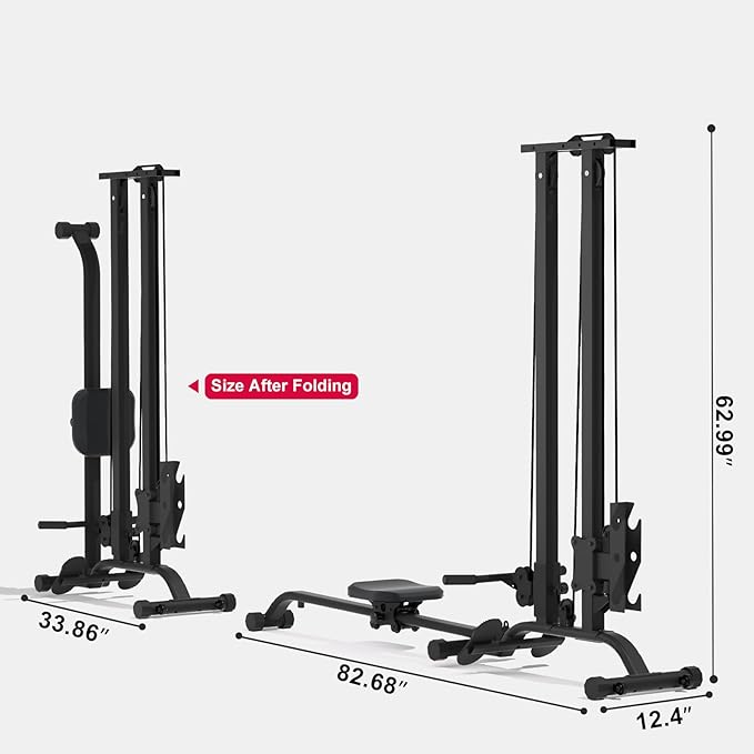 TOUSAINS Cable Machine Home Gym CR63, 330 Lbs Plates Loaded Cable Crossover Machine, 2 in 1 Functional Trainer with Rowing Machine, Space Saving Design for Home Gym