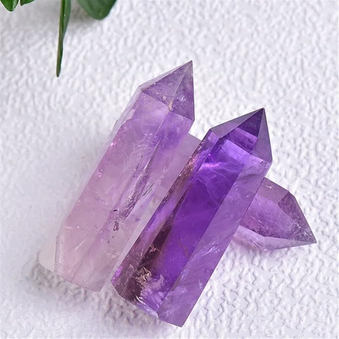 Meditation Home 1PCS Natural Purple Crystal Single Prism Pyrocrystalline Original Stone Meditation Cure Six Prism (Size : 6-7cm)