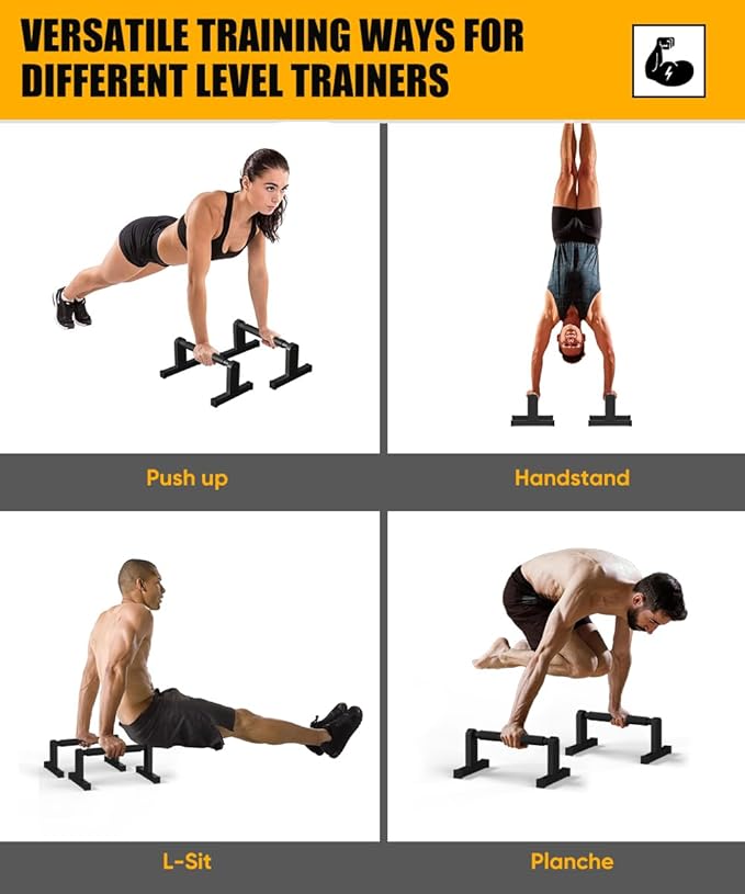 Push Up Bars | Heavey Duty Parallettes Dip Bar with Non-slip Grips for Calisthenics Planche L Sit Handstand Fitness Floor Workout, Pushup Station Handles Stand for Gym Strength Training
